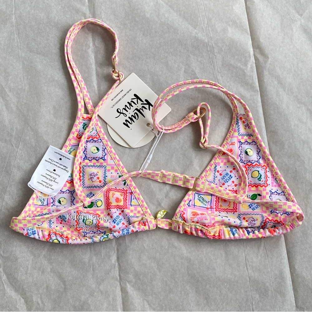 Kulani Kinis Tein Strap Bralette Bikini Top Size Medium New W/ Tag Citron Coast - Picture 8 of 10